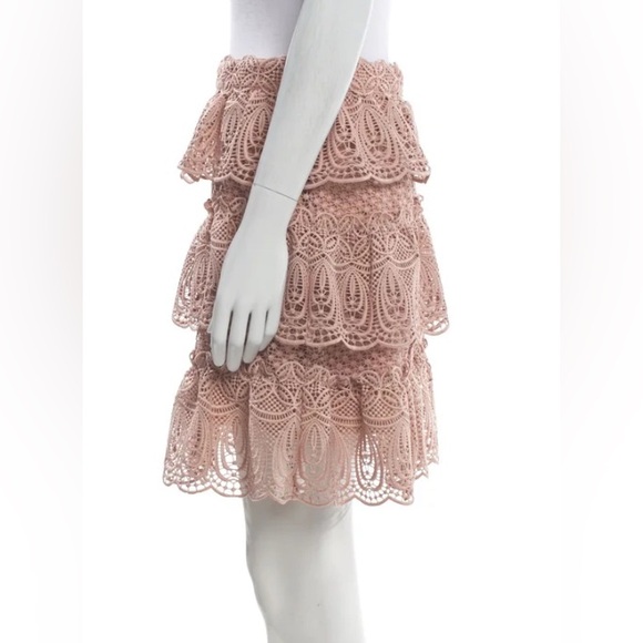 Self-Portrait Lace Mini Skirt in Blush - Picture 2 of 10
